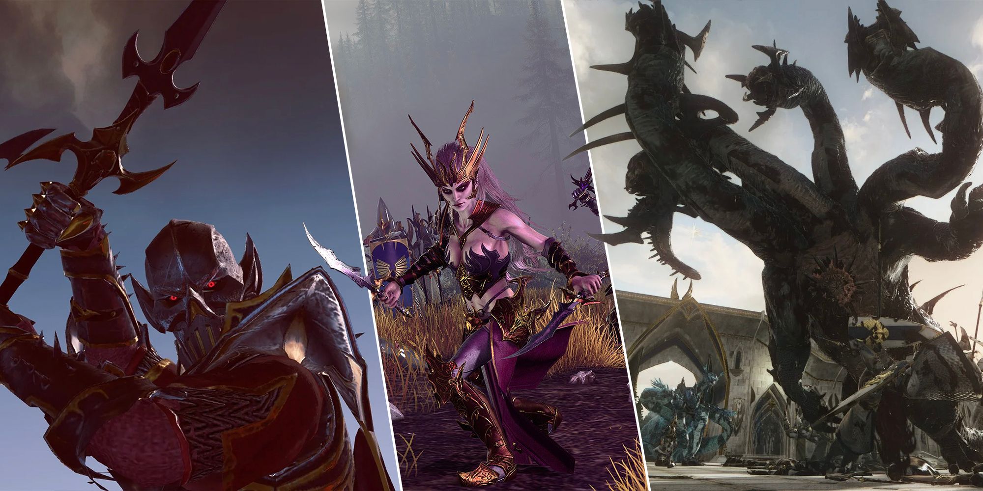 three different troops for the dark elves in total war warhammer 3