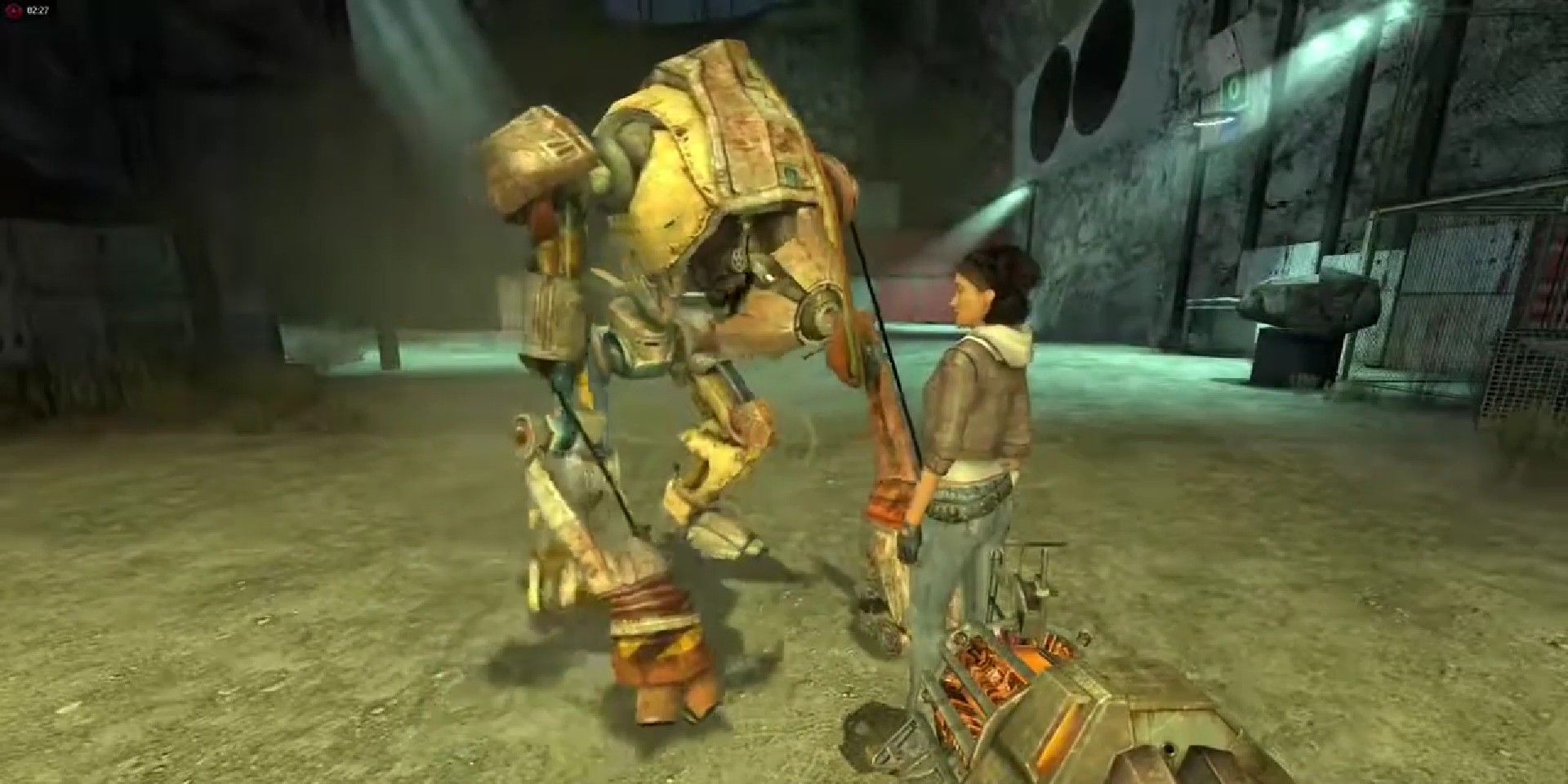 Half Life 2 screenshot of Dog and Alyx Vance.