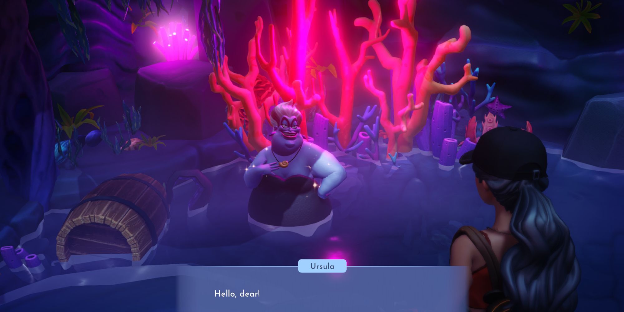 Disney Dreamlight Valley Ursula speaking to the protagonist.