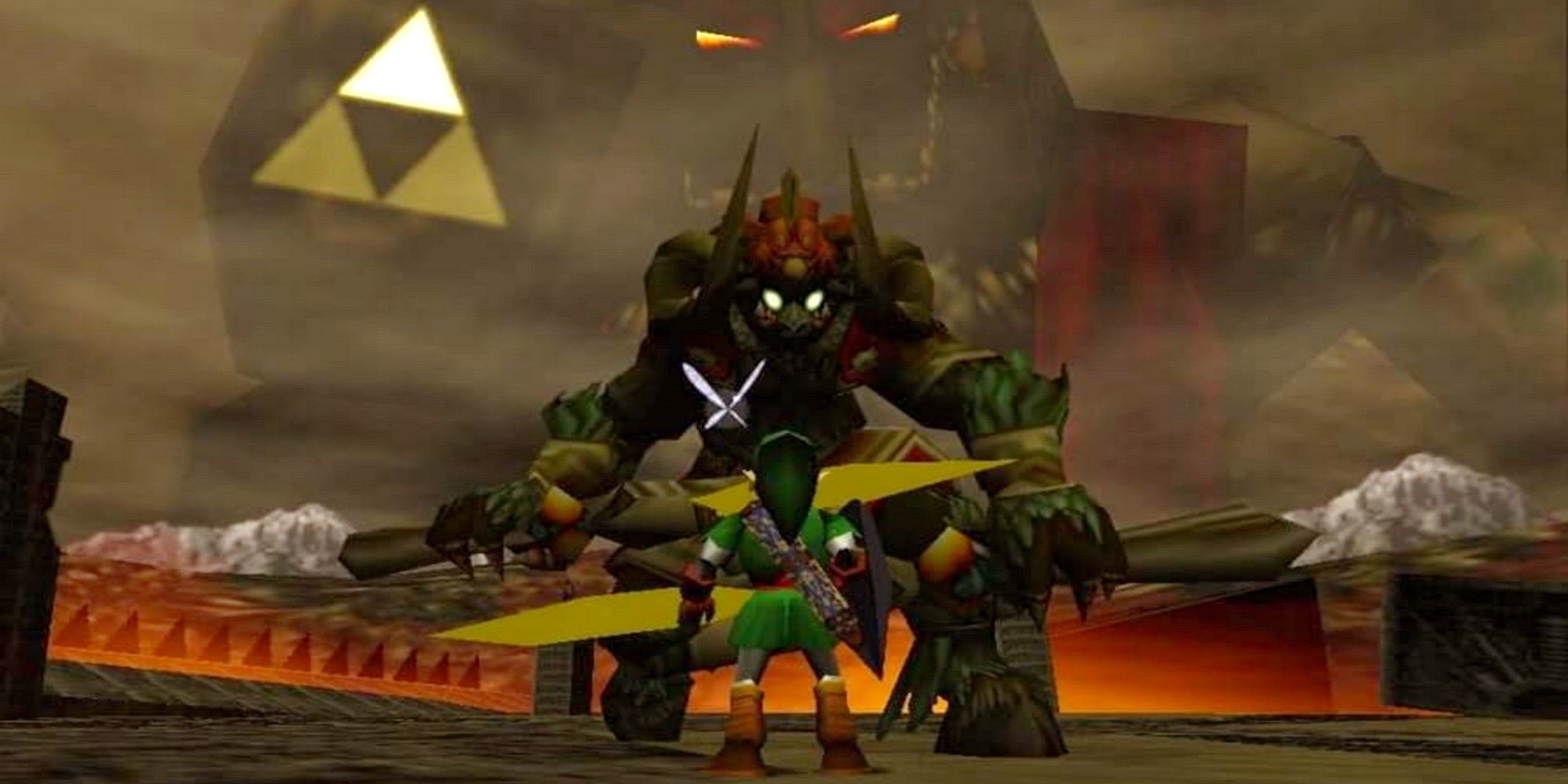link ganon and ganondorf fighting at the end of the legend of zelda ocarina of time