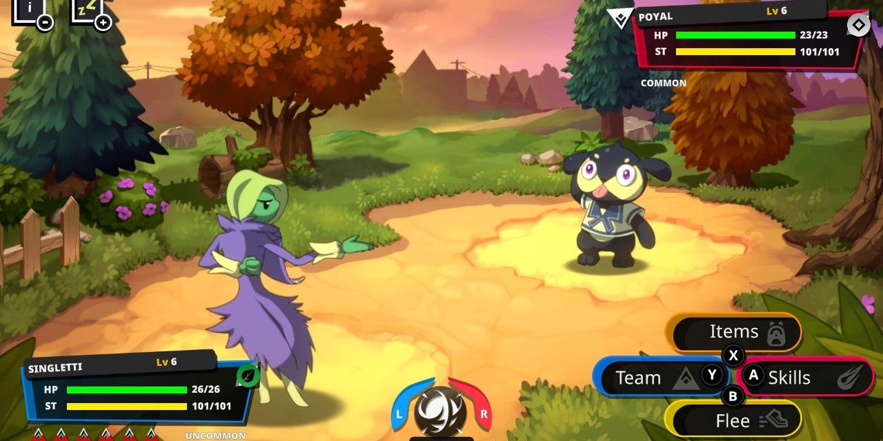 Nexomon: Extinction screenshot of Singletti and Poyal battling