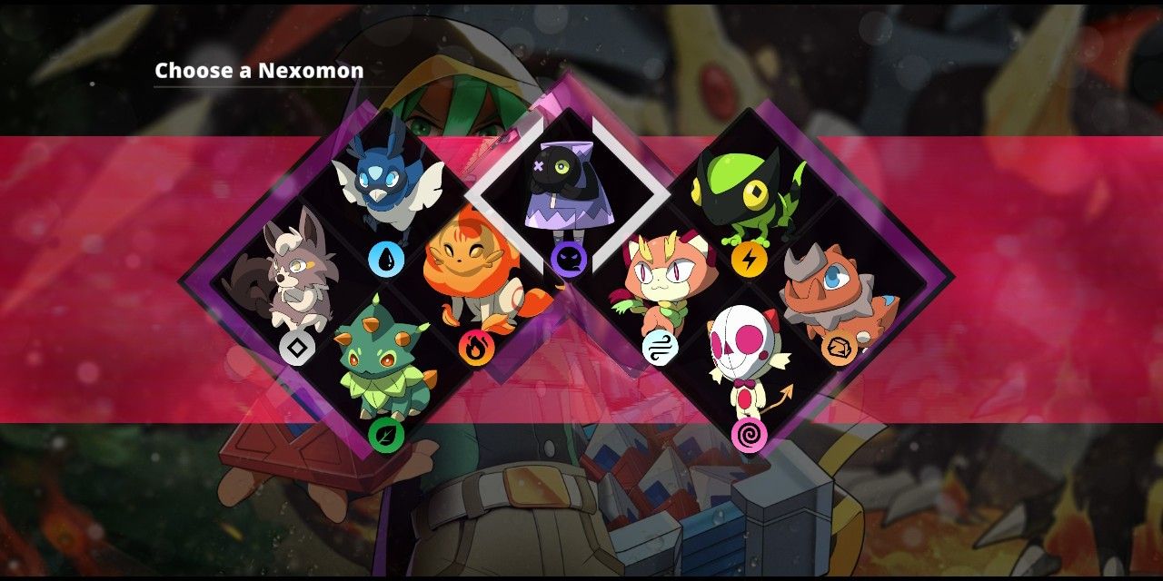 Nexomon: Extinction screenshot of all nine starters