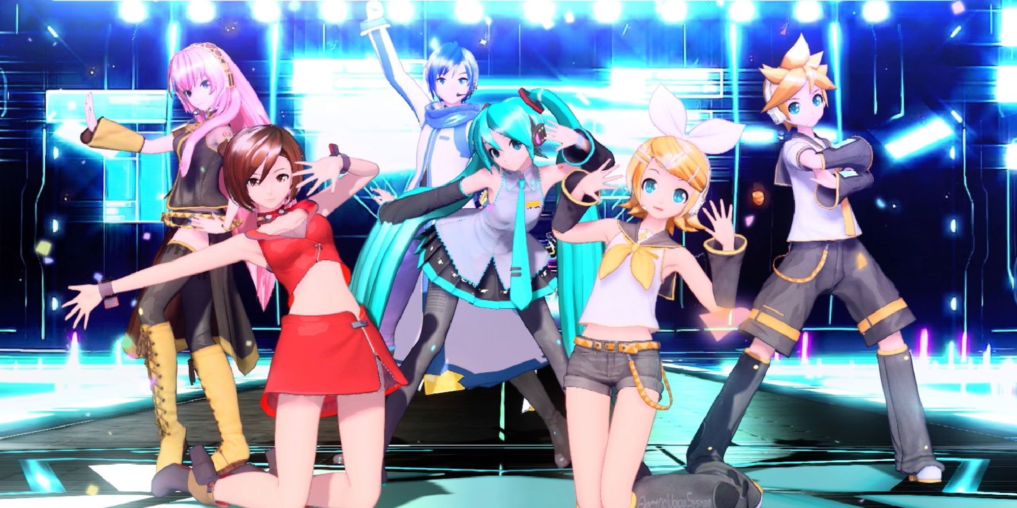 Rin Len Miku Luka Meiko and Kaito in Decorator by kz in Project Diva Megamix