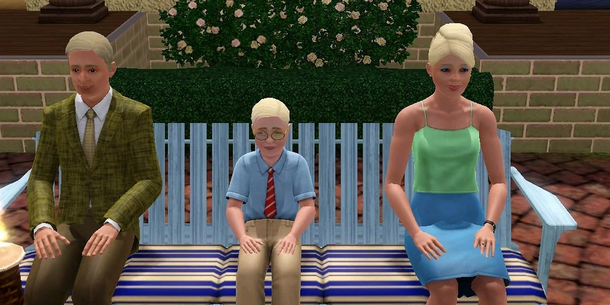 sims 3 geoffrey malcolm nancy landgraab outdoors on a bench