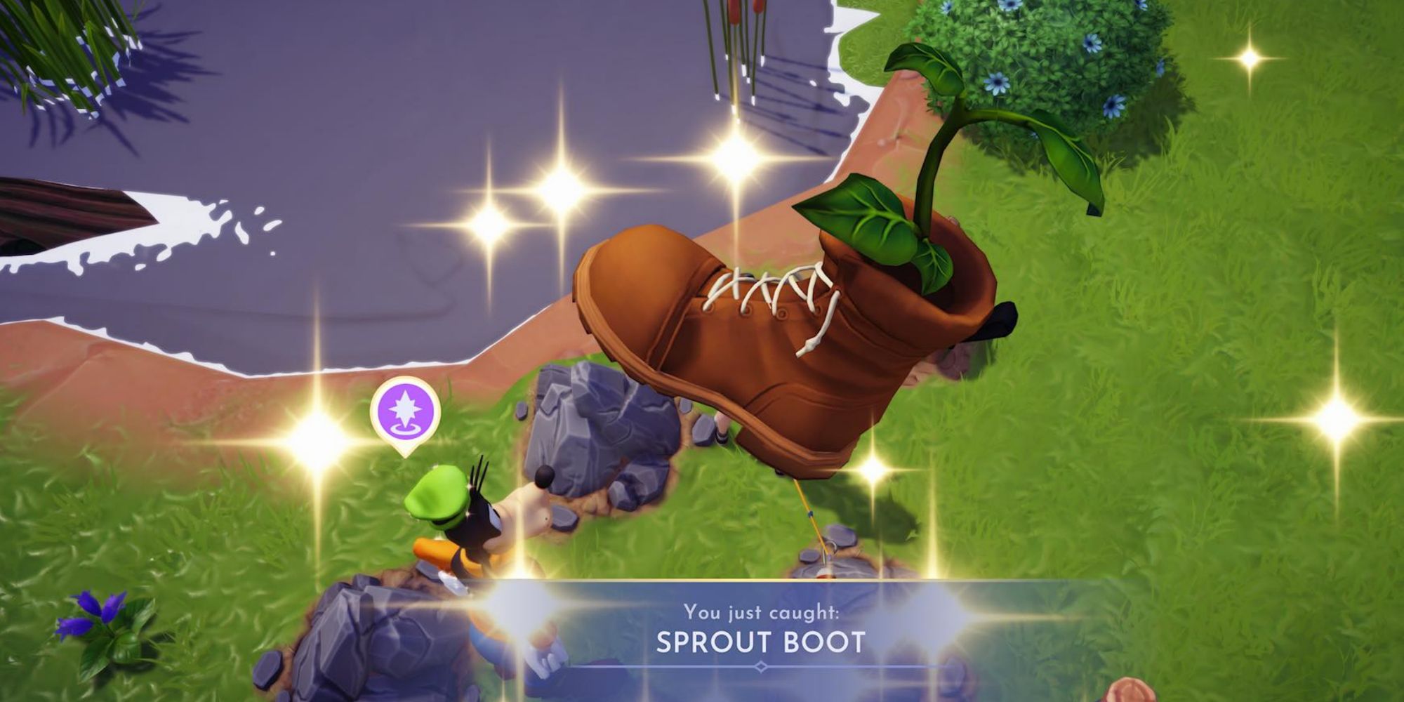 catching sprout boot in the water