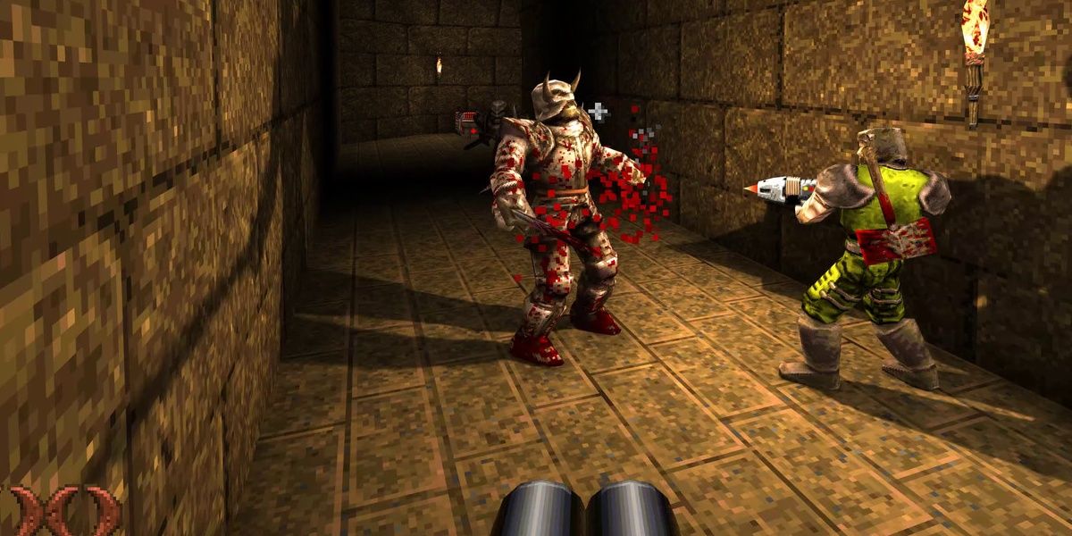 Quake Player firing at enemy