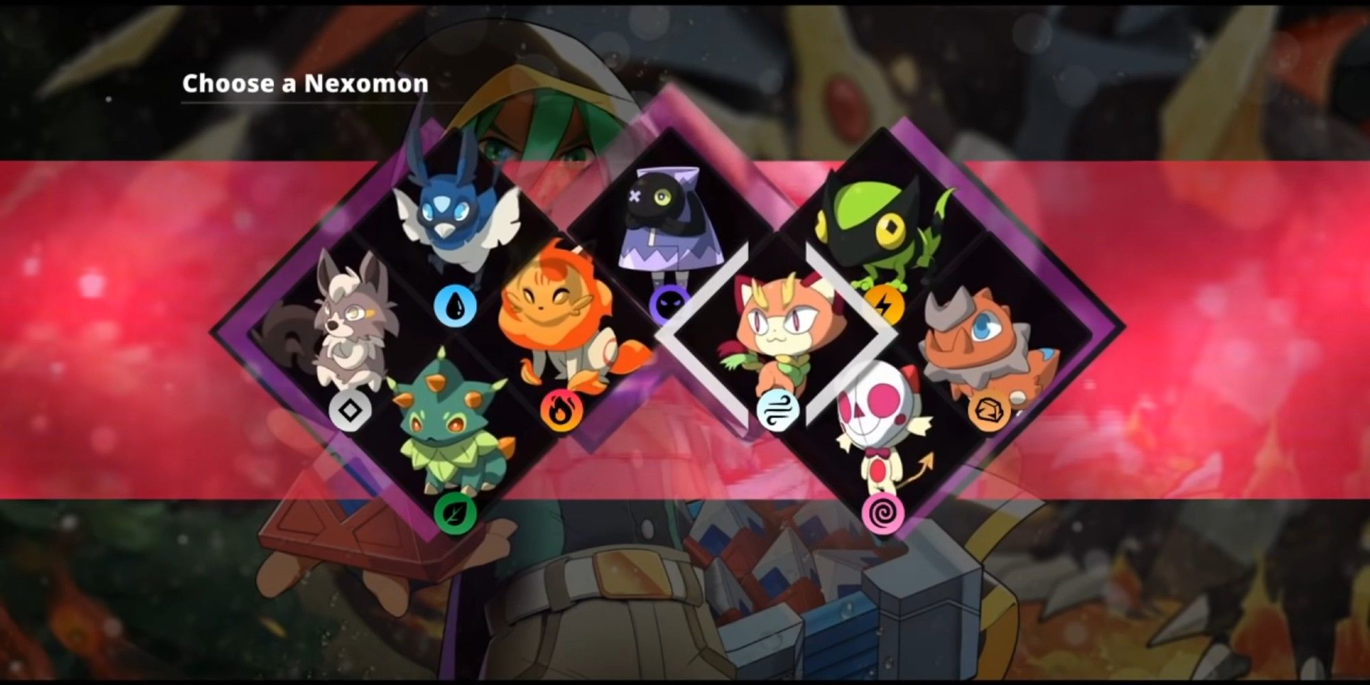 Nexomon: Extinction all nine starters on the selection screen