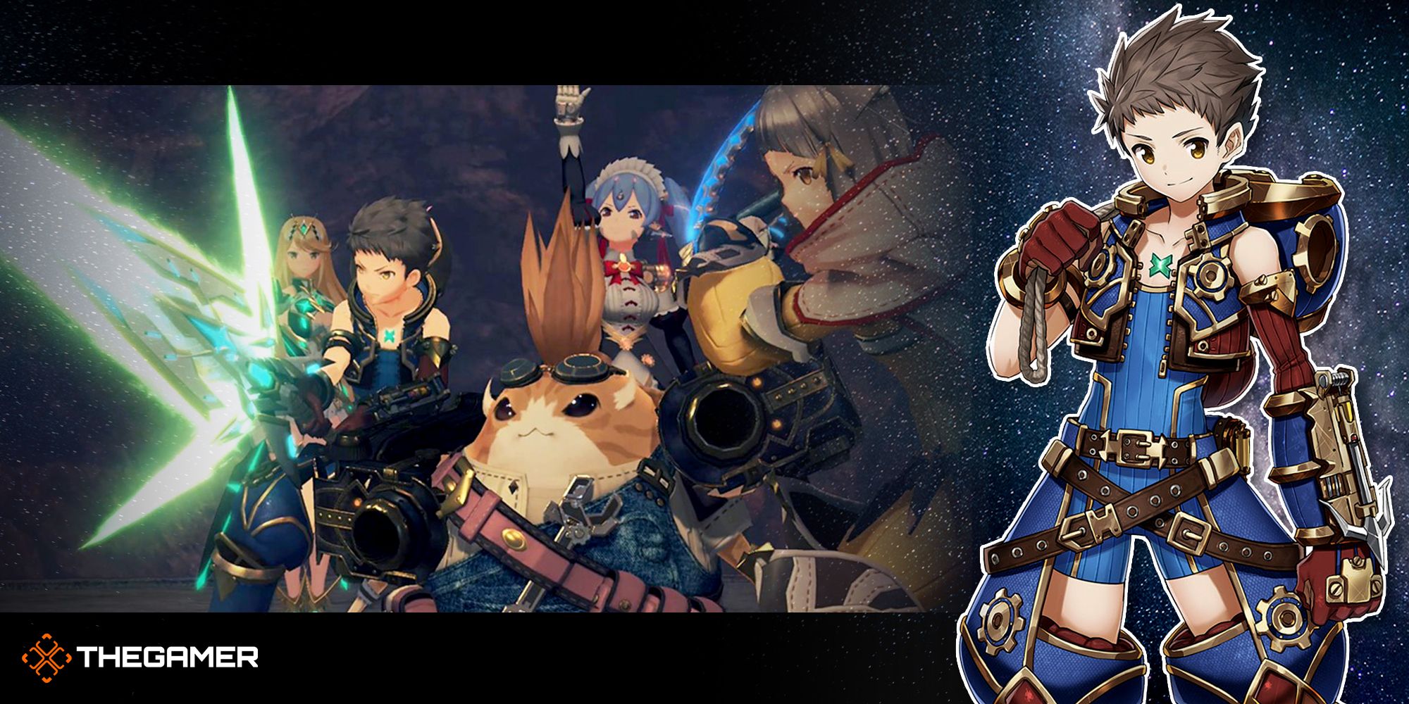 Image of team fighting and Rex art from Xenoblade Chronicles 2