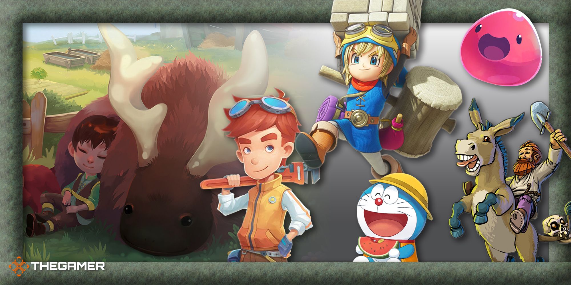 Character images from several farming games that are on the list.
