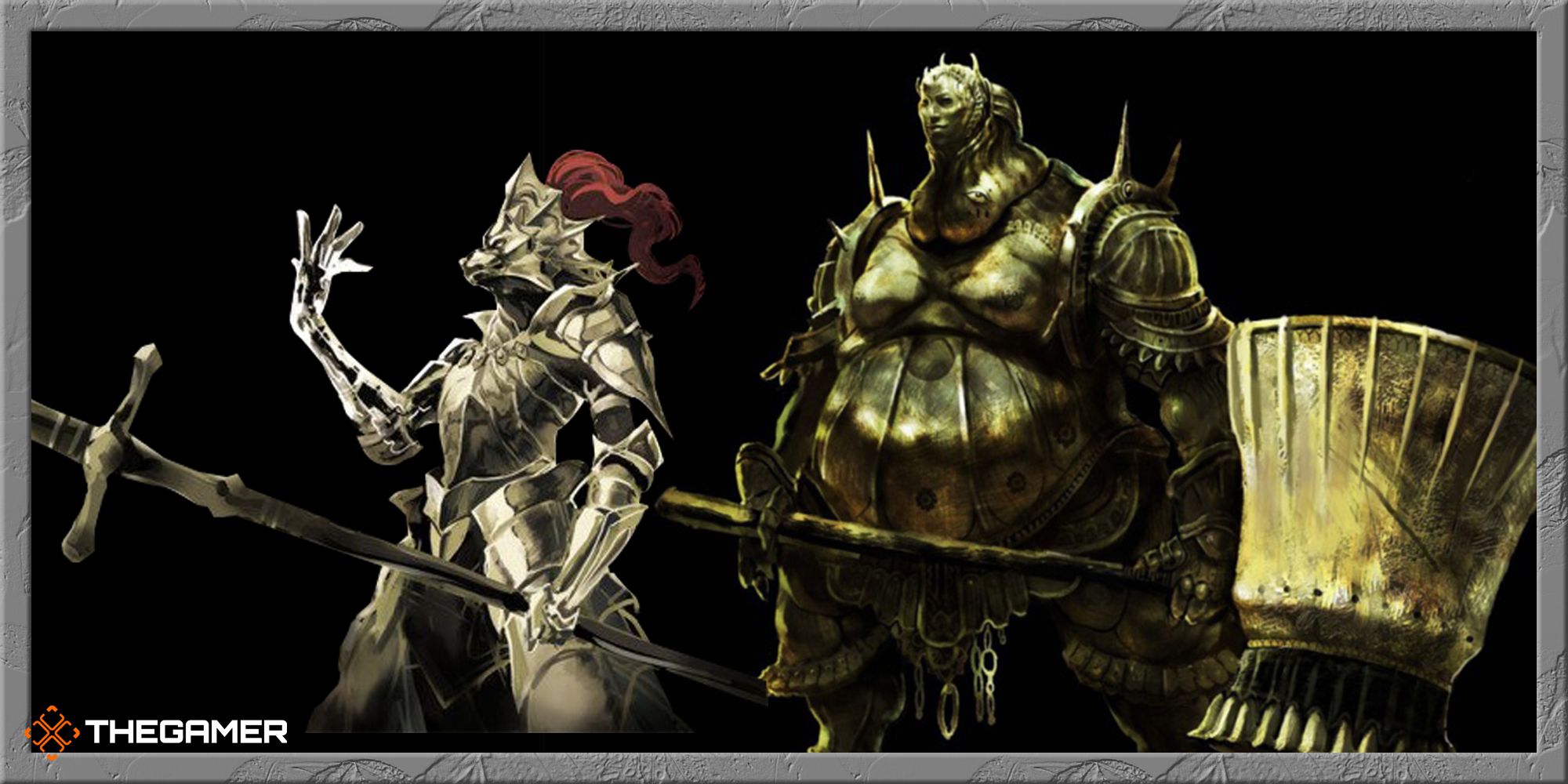 Game image of Ornstein & Smough from Dark Souls.