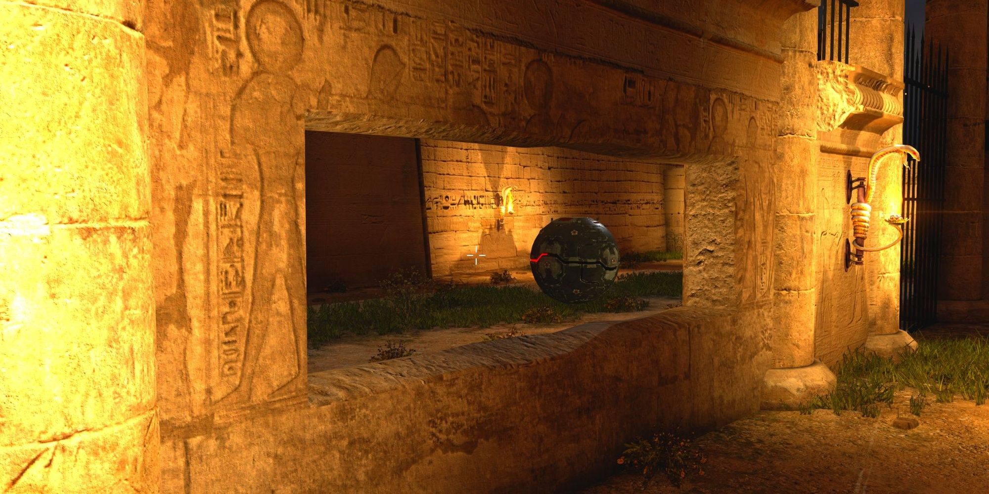 A noticeable window outlooking a ball bomb in The Talos Principle.