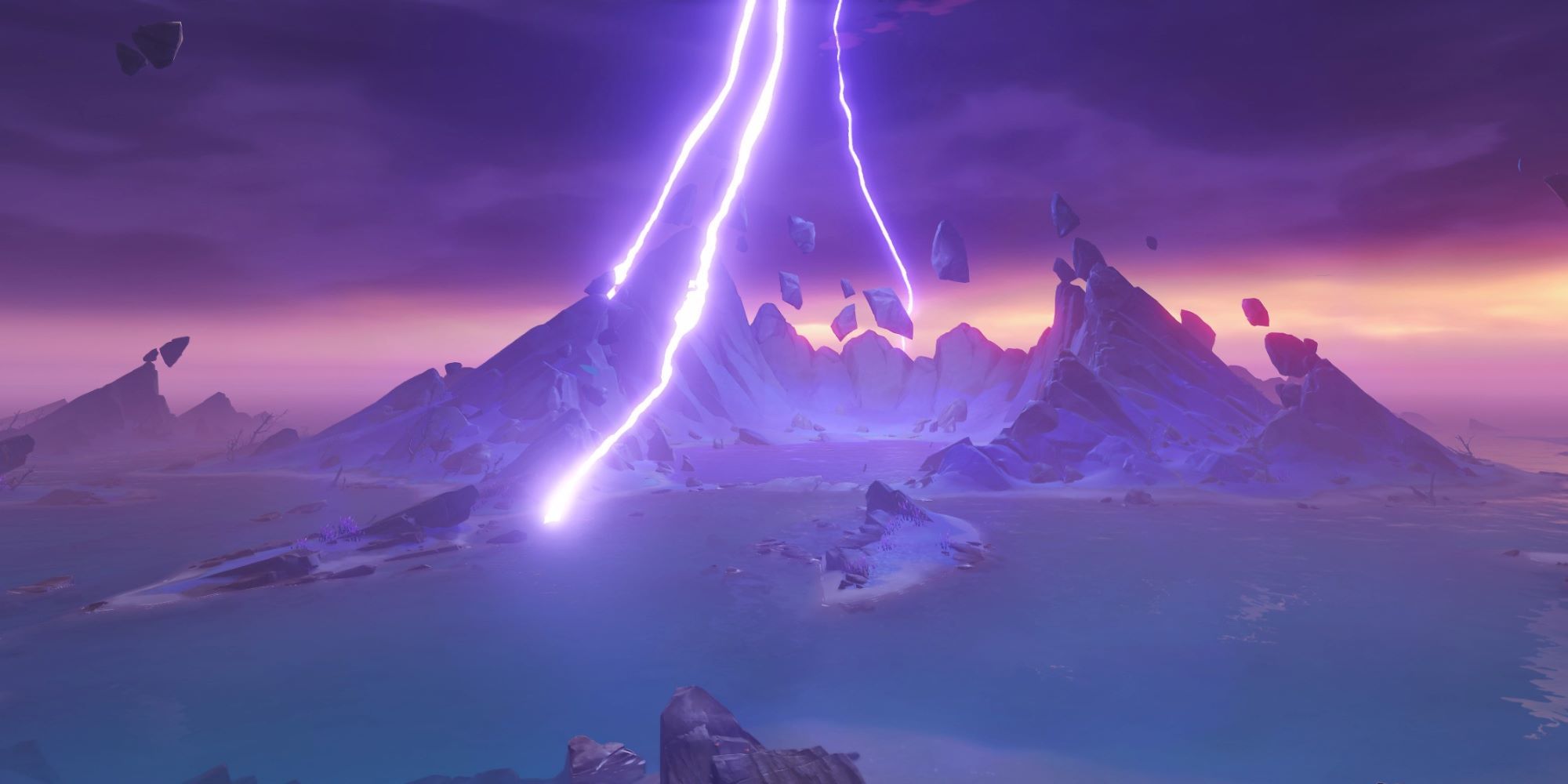 Amakumo Peak with Lightning Striking from the Purple Sky