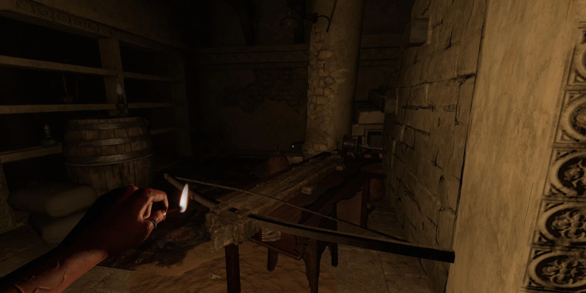 Amnesia Rebirth Wooden ballista in Fort