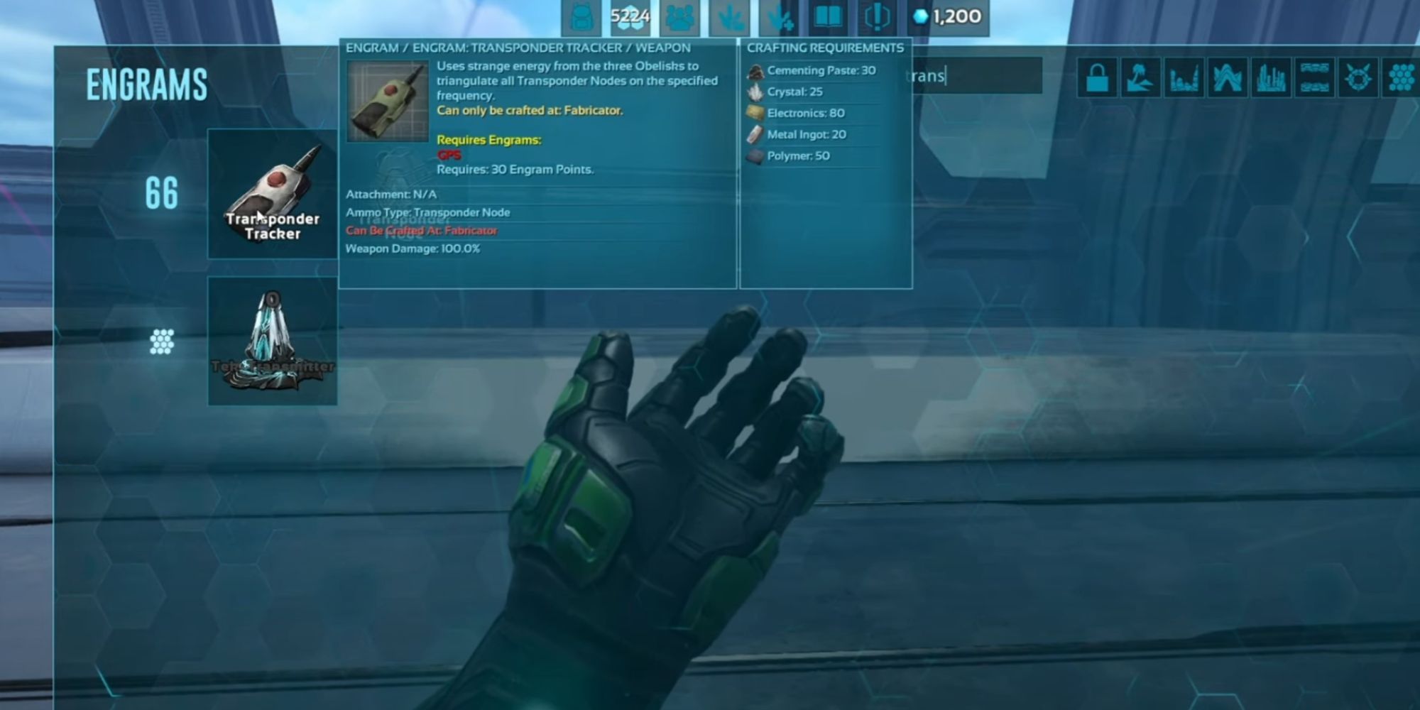 Ark Survival Evolved Transponder Tracker Engram In The Engrams Menu