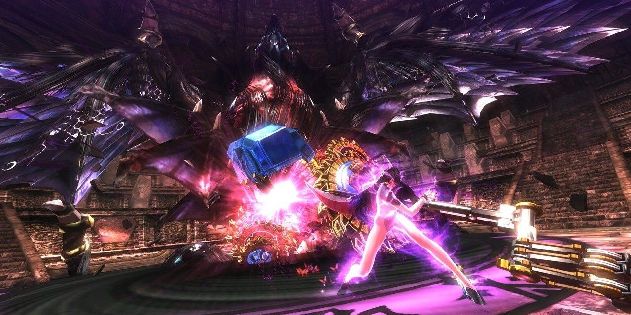 Bayonetta using Chernobog against an enemy