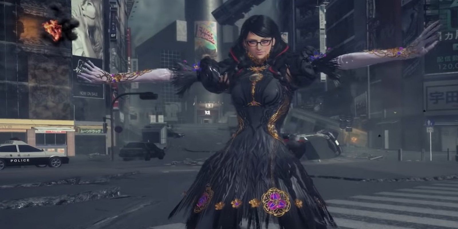 Bayonetta 3 Arms Spread City Street