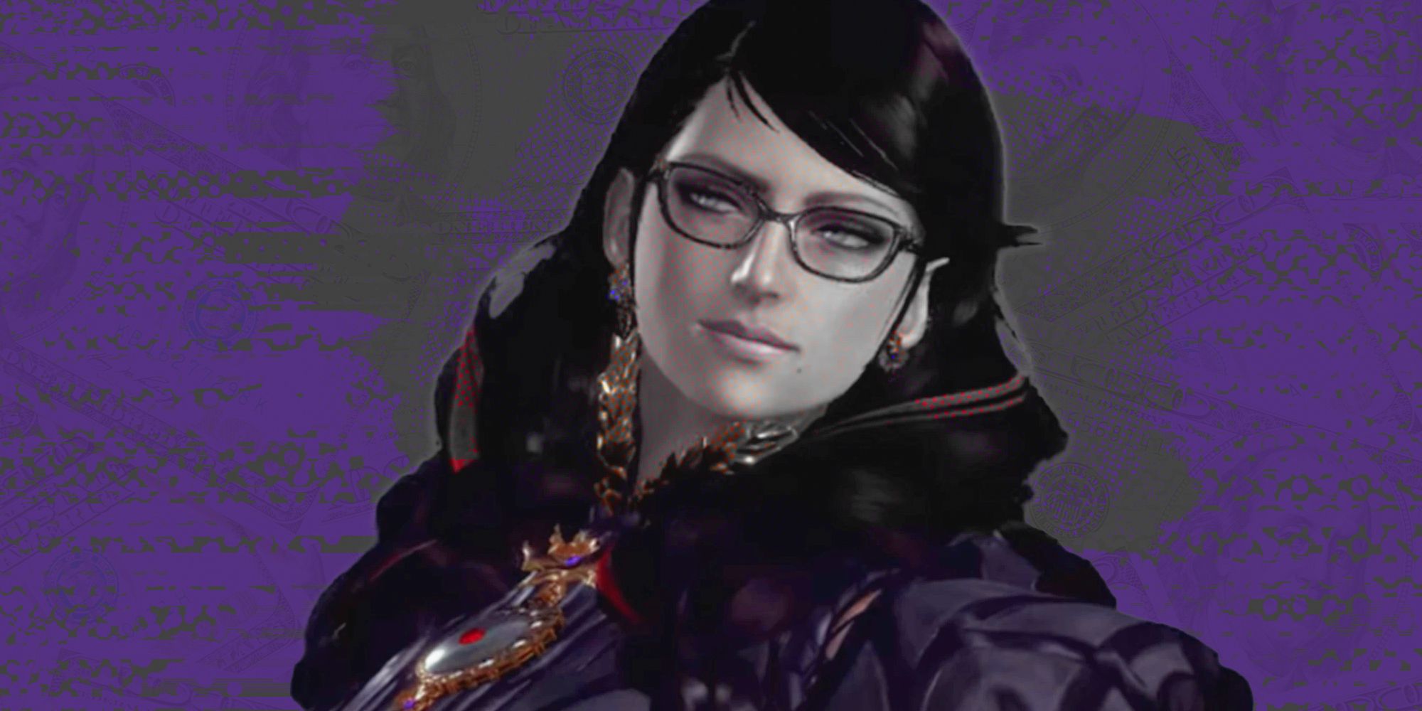 a headshot of  Bayonetta from the third game