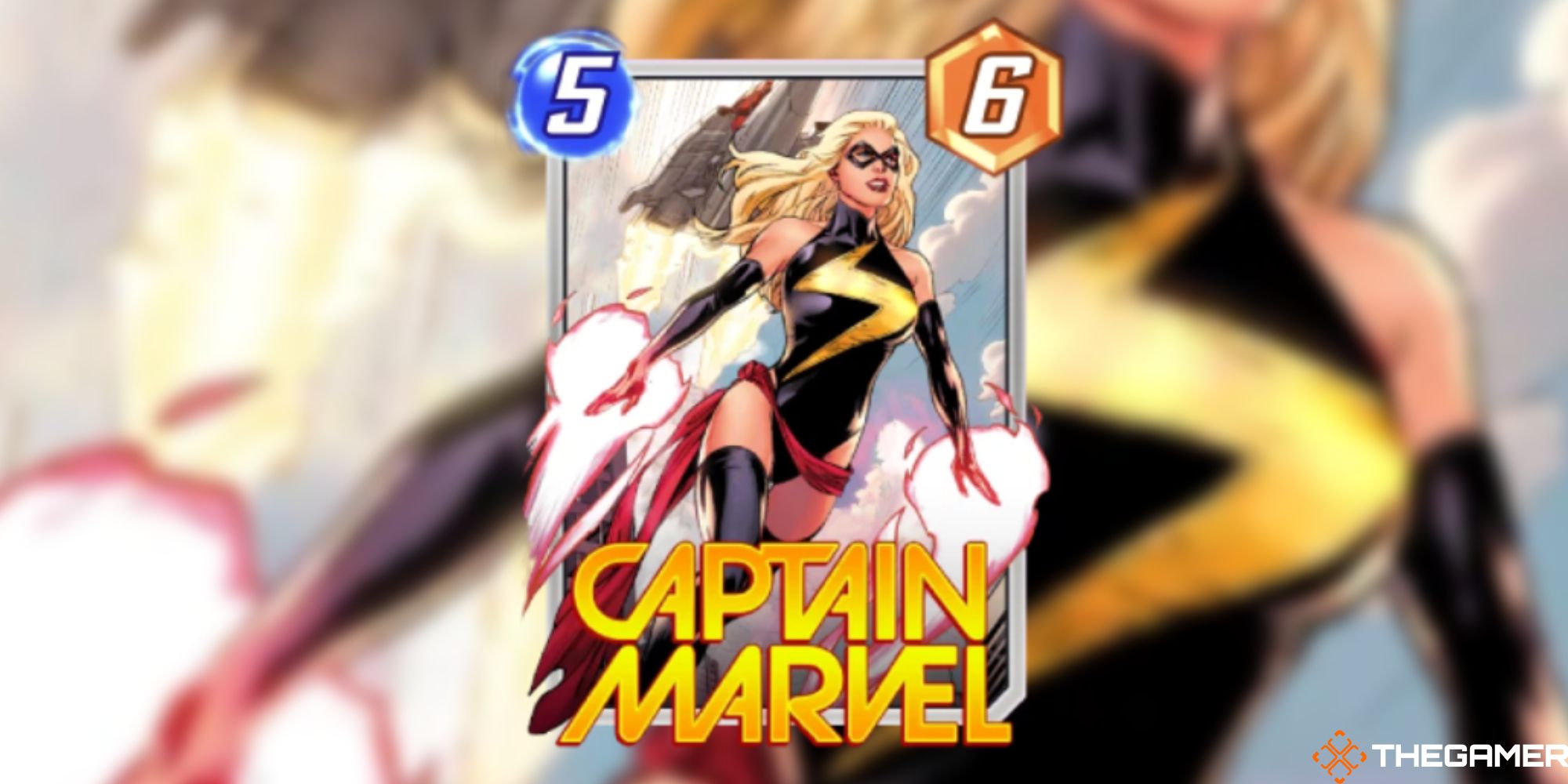 Marvel Snap - Captain Marvel Variant on a blurred background
