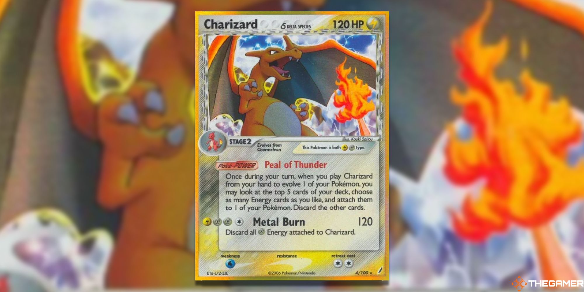 Pokemon TCG: Charizard (Delta Species) from Crystal Guardians with blurry background