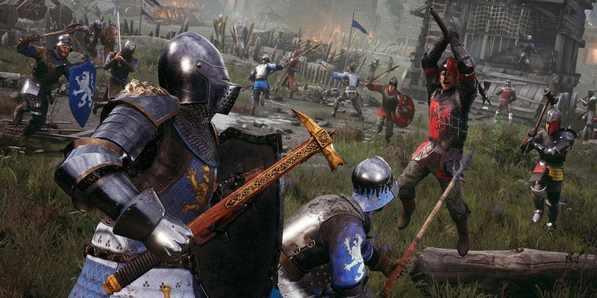 Agatha Knights facing the Mason Order on the battlefield in Chivalry 2