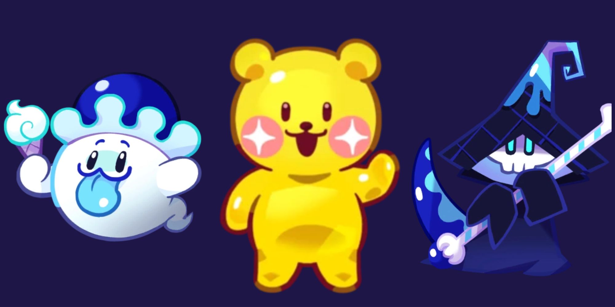 Ice cream ghost, bear jelly, and the ferryman in Cookie Run: Kingdom