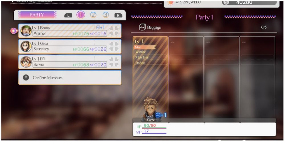 A screen that shows the main character deciding who to add to the party in Various Daylife.