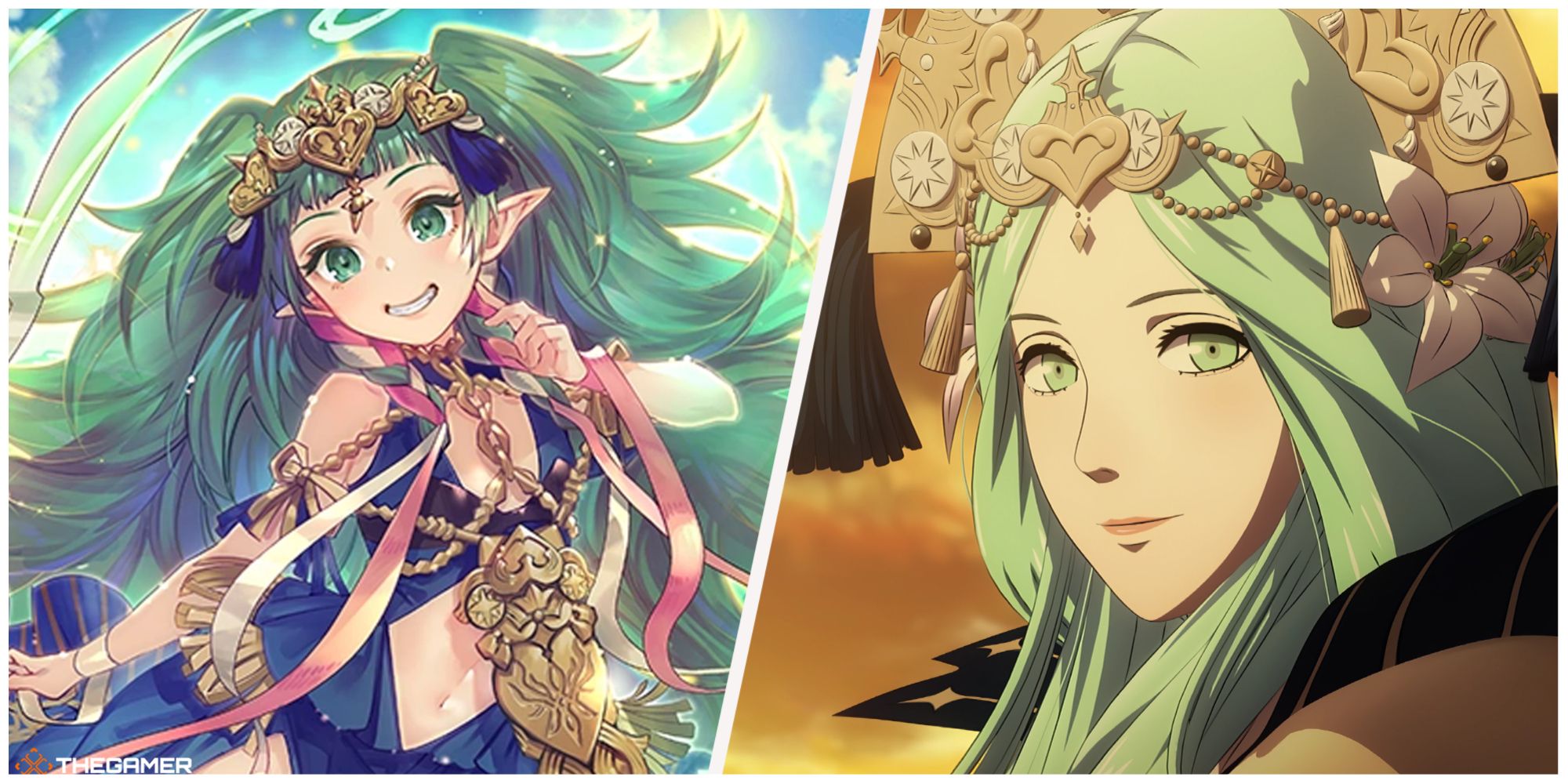 Fire Emblem Three Houses - Sothis (left), Rhea (right)