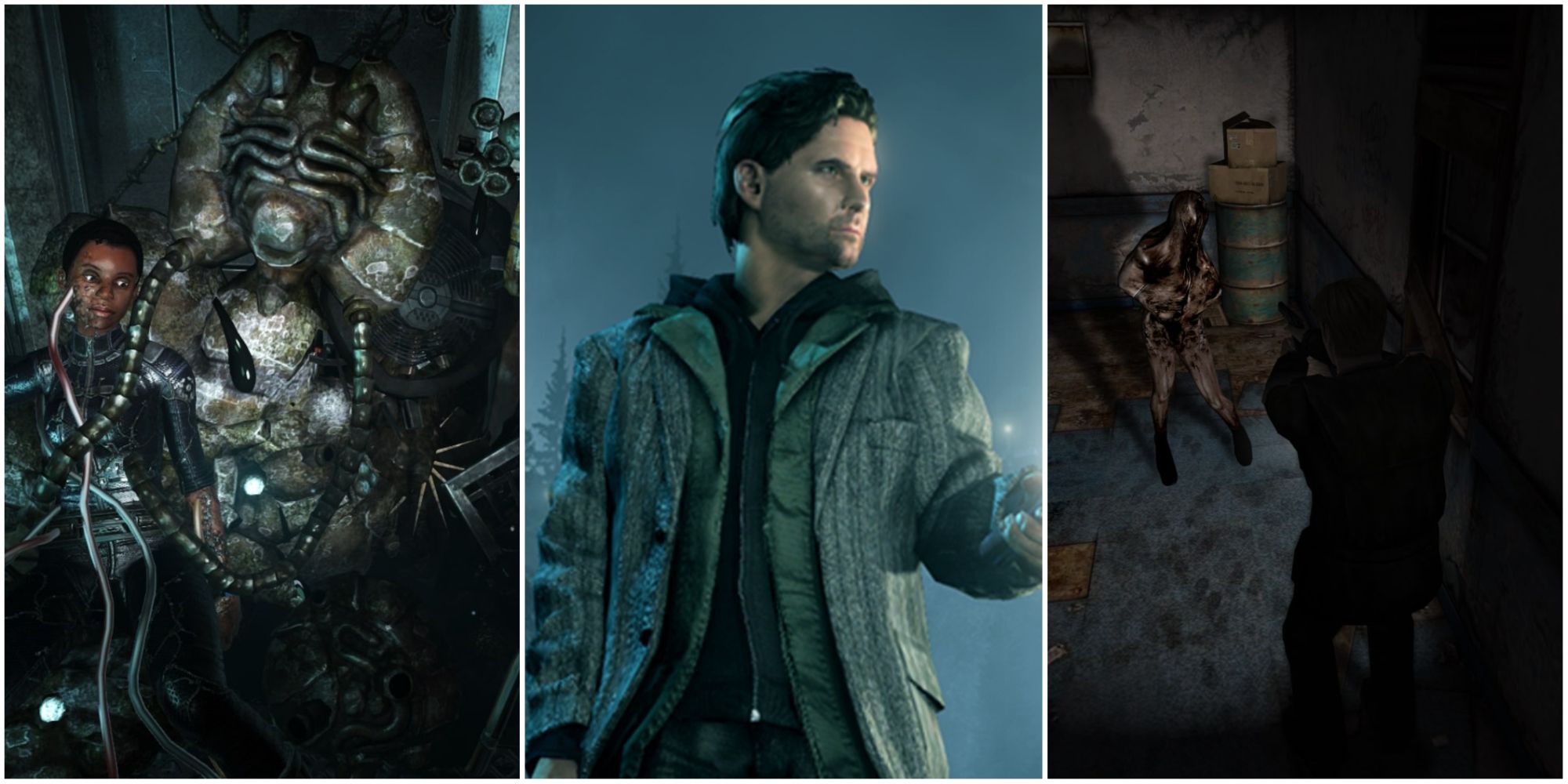 Split Image including, from left to right: SOMA, Alan Wake, and Silent Hill 2
