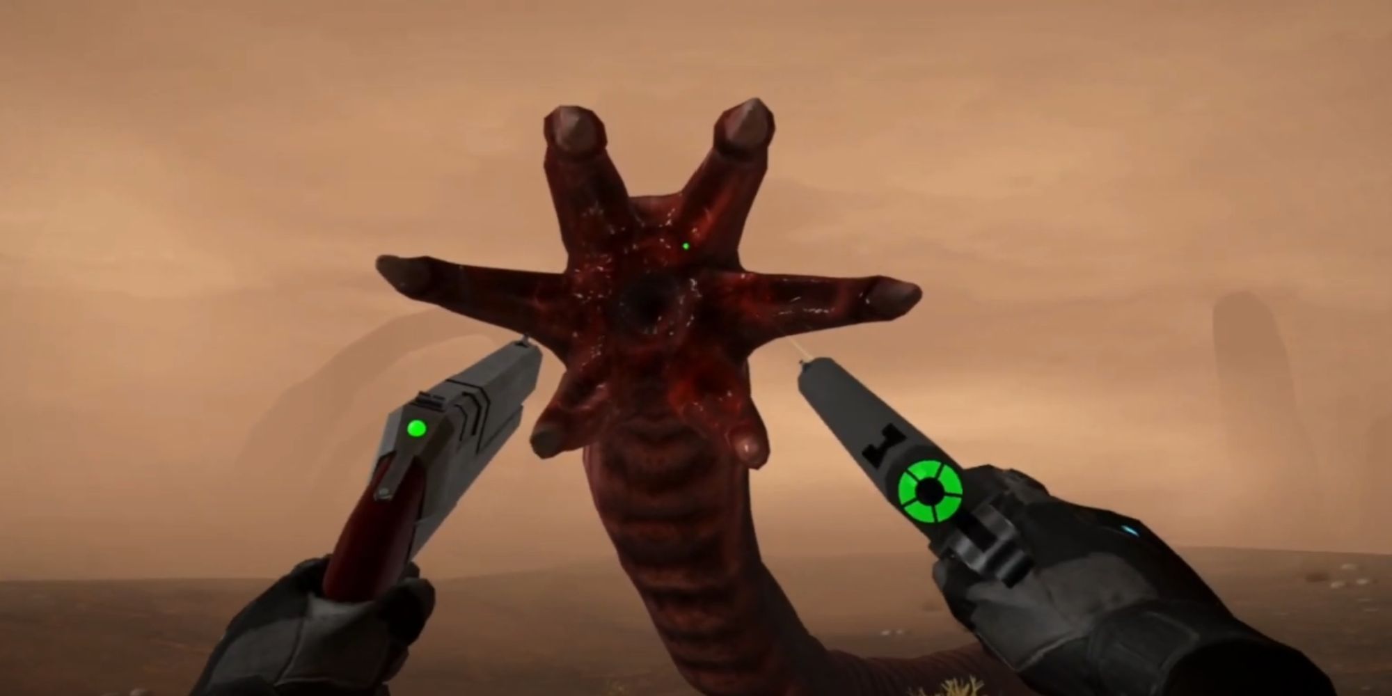Crashland VR Character Shooting Giant Worm