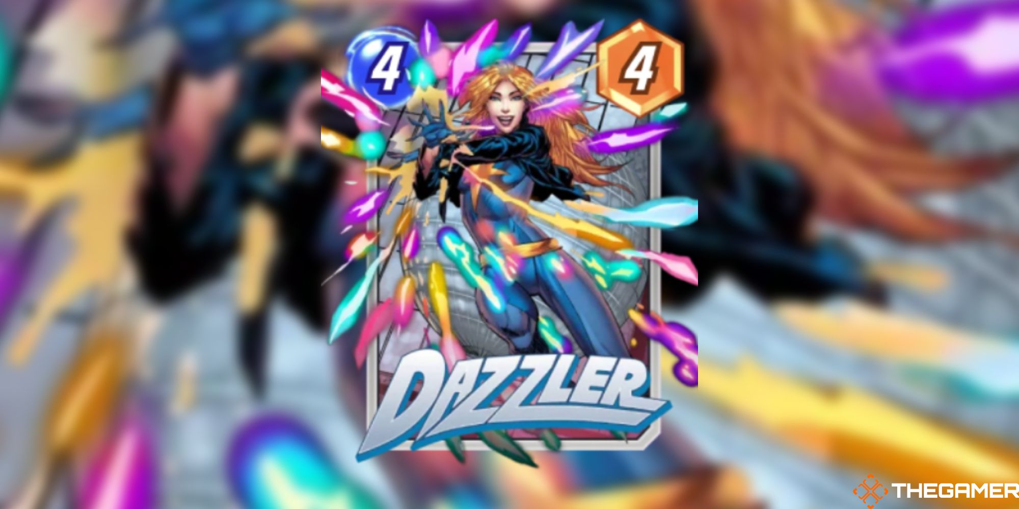 Marvel Snap - Dazzler on a blurred background
