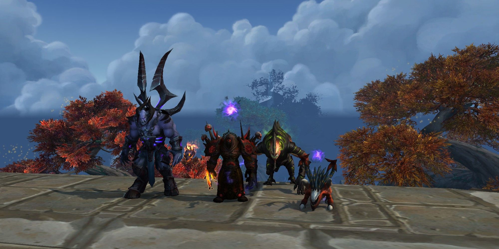 World of Warcraft Demonology warlock with demons in Townlong Steppes