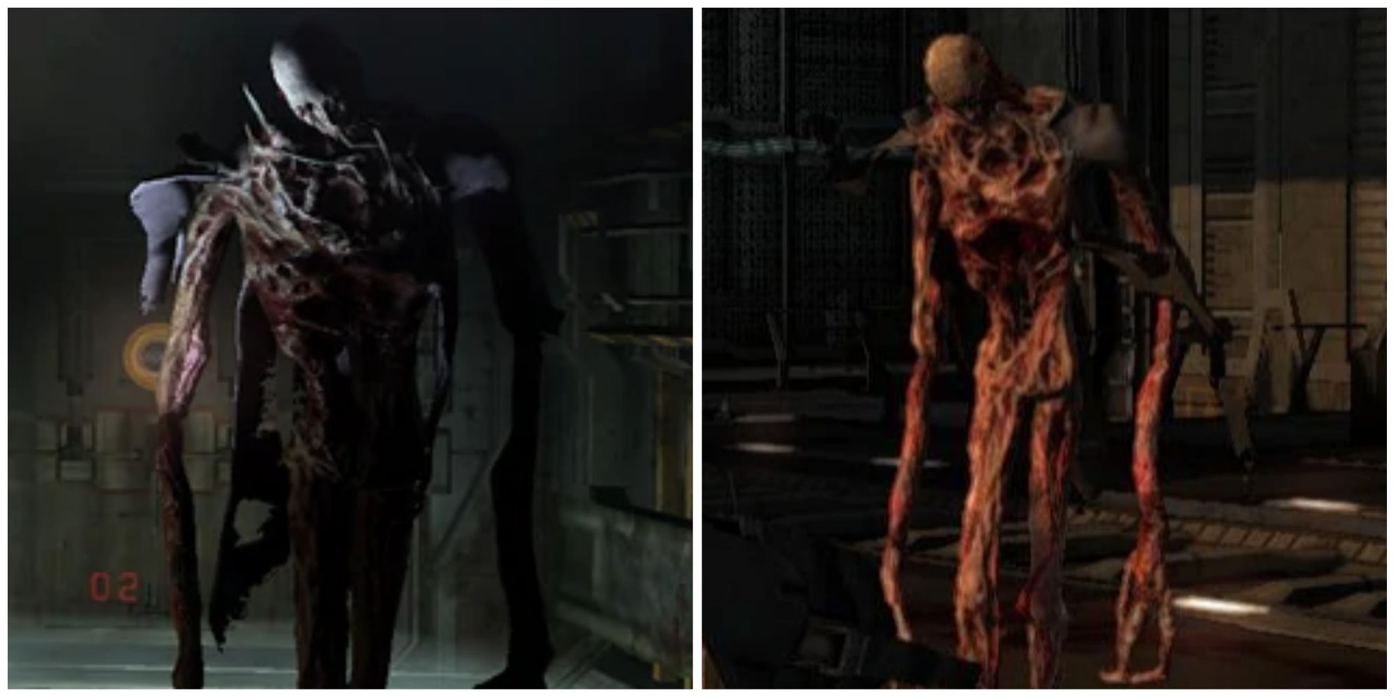Split image screenshots of the Dividers in Dead Space.