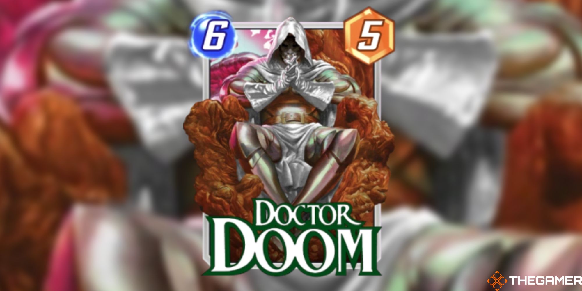 Marvel Snap - Doctor Doom Variant on a blurred background