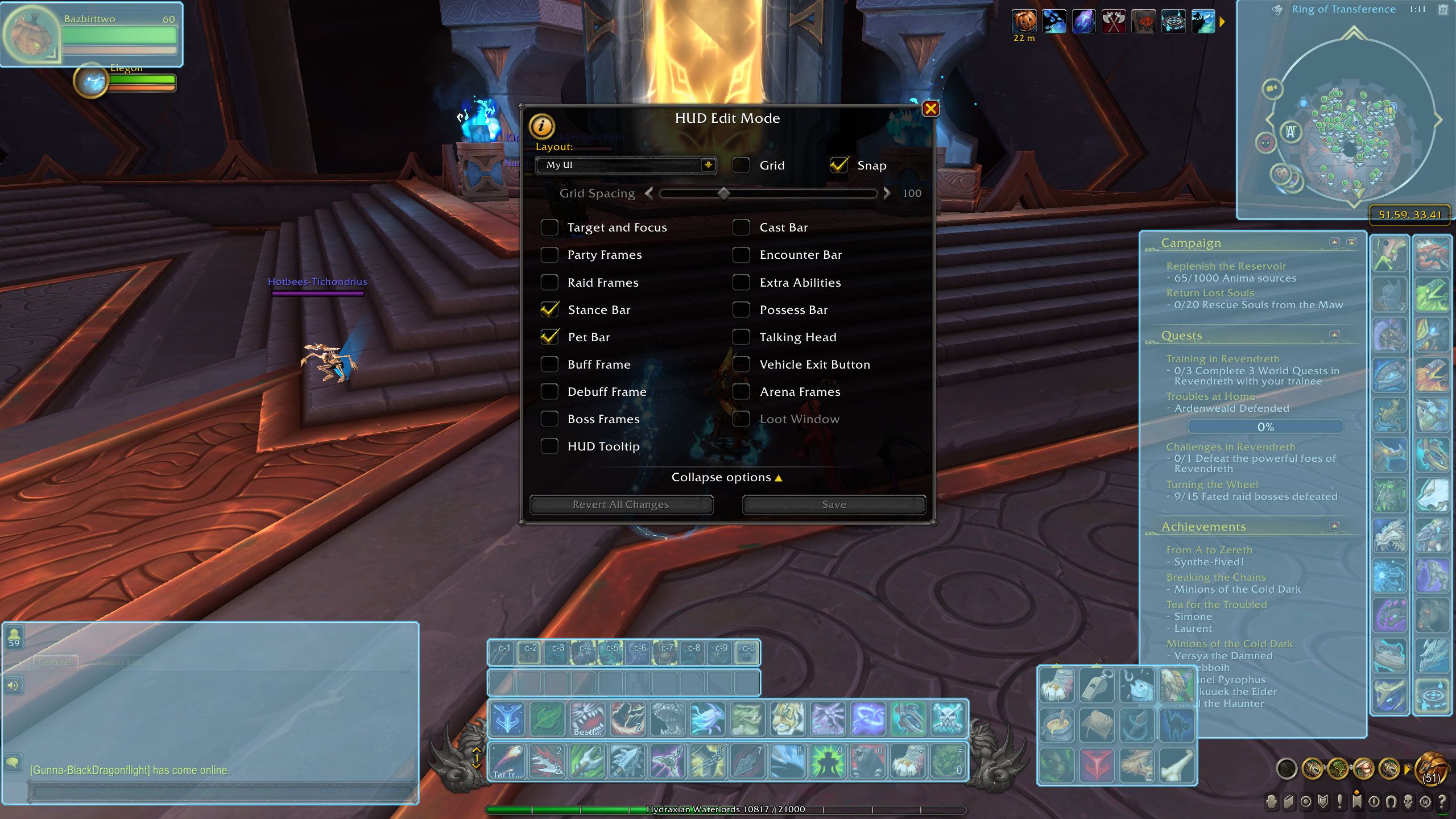 World of Warcraft Dragonflight new UI edit mode