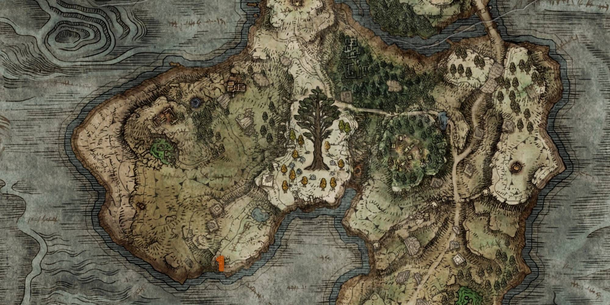 Elden Ring Teleport Map Weeping Peninsula with numbers