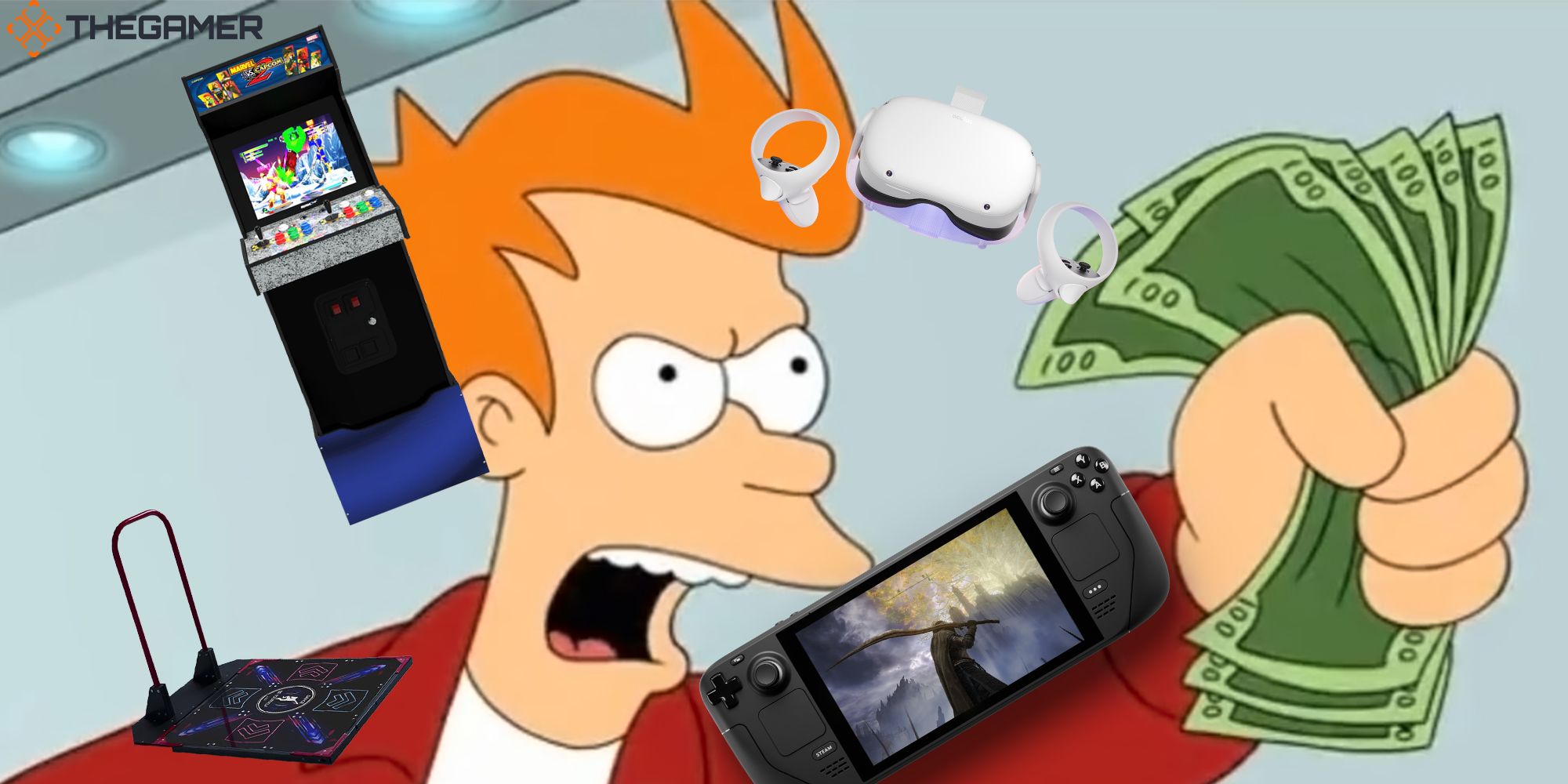 Expensive game hardware circles Philip J Fry's mind as he tells companies to 