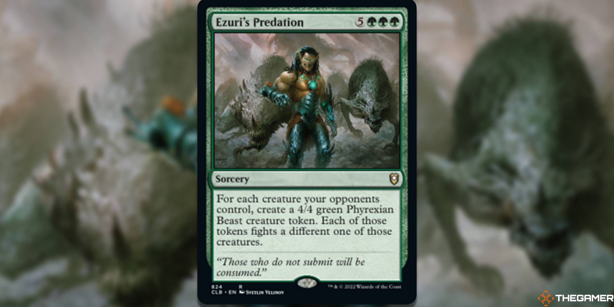 Image of the Ezuri's Predation card in Magic: The Gathering, with art by Svetlin Velinov