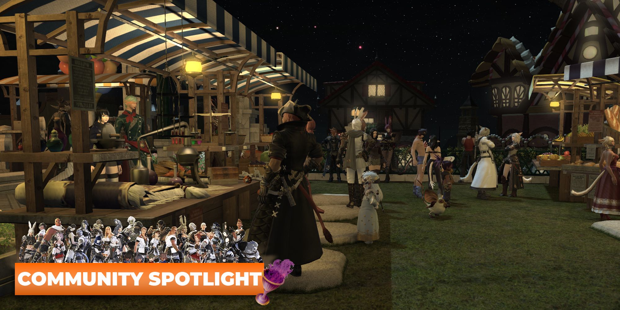 FF14 Community Spotlight A Feast Reborn food festival - customers looking at stalls