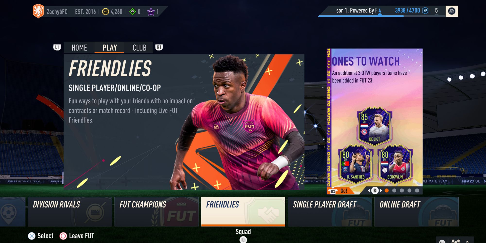 Options for playing Friendlies in FIFA 23.