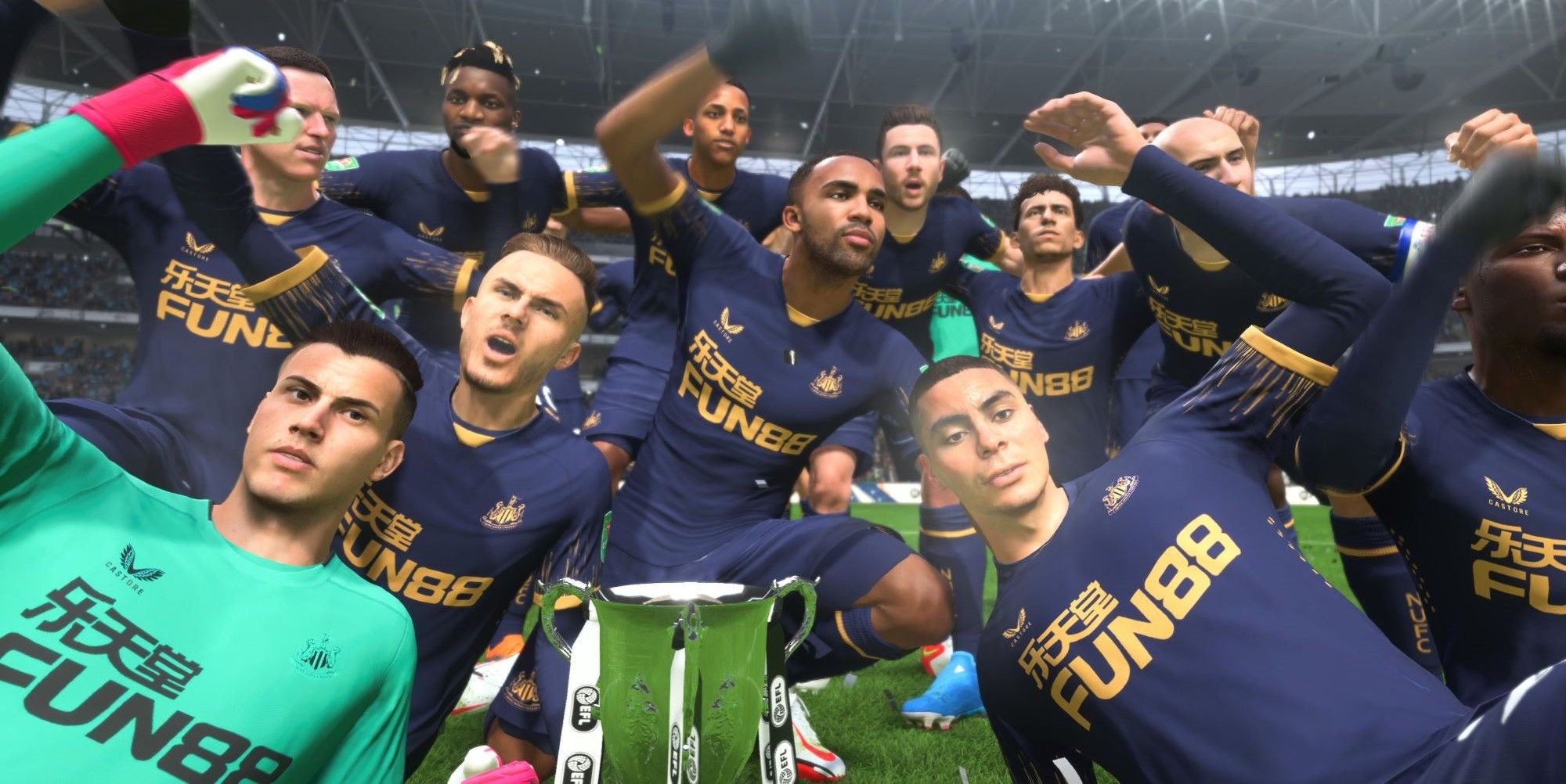 FIFA 23 Newcastle celebrating the League Cup