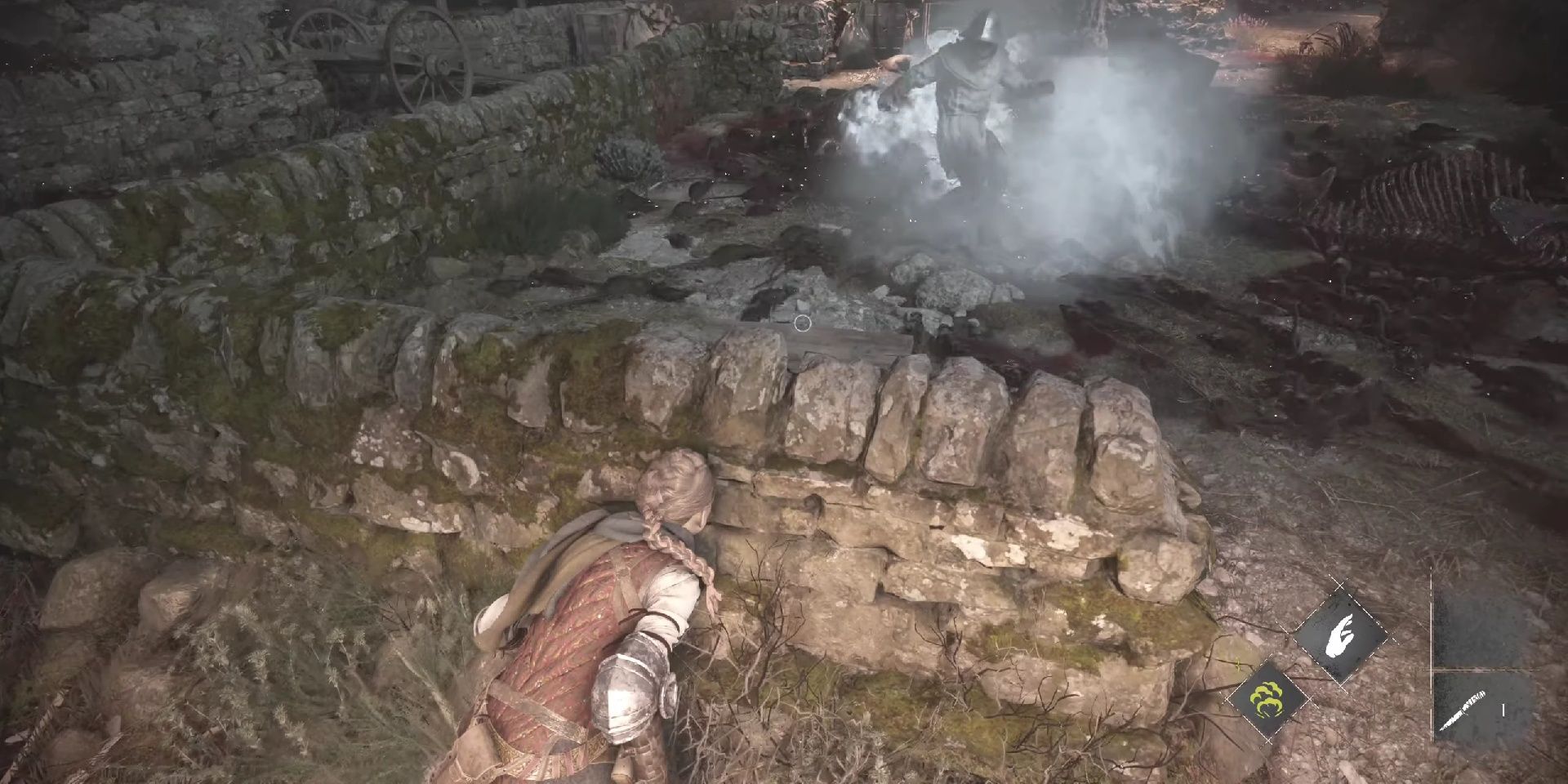 Player using the exstingui sling on an enemy to feed them to rats in A Plague Tale: Requiem.