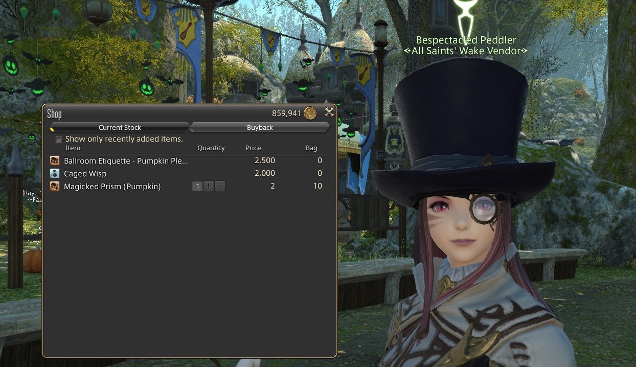 Final Fantasy 14 All Saints' Wake vendor and items for sale