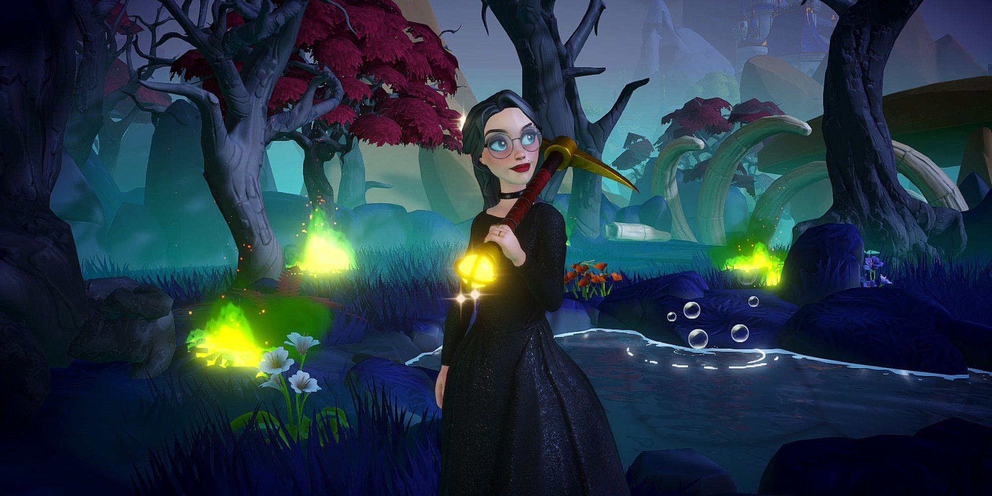 The Founder marvels at the dark magic of the Forgotten Lands in Disney Dreamlight Valley