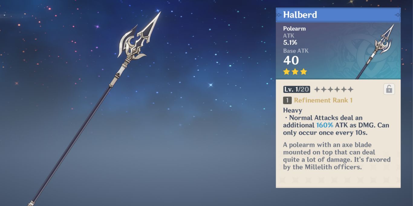 Genshin Impact Halberd Weapon With Passive