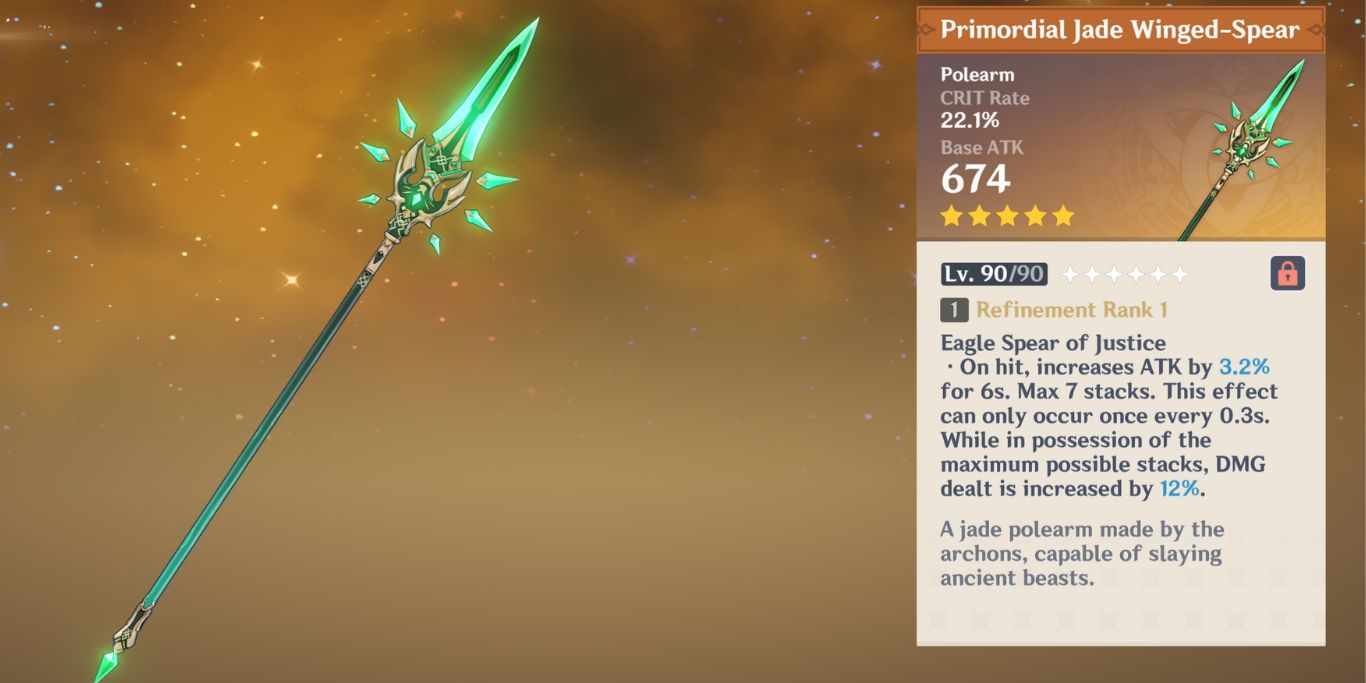 Genshin Impact Primordial Jade-Winged Spear Weapon