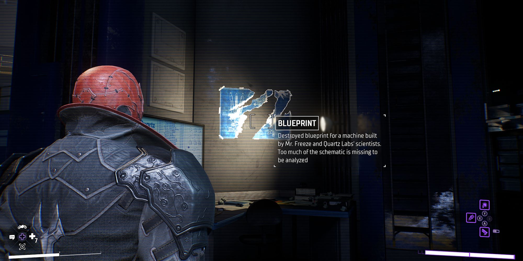 Gotham Knights Screenshot Of Blueprint On Wall