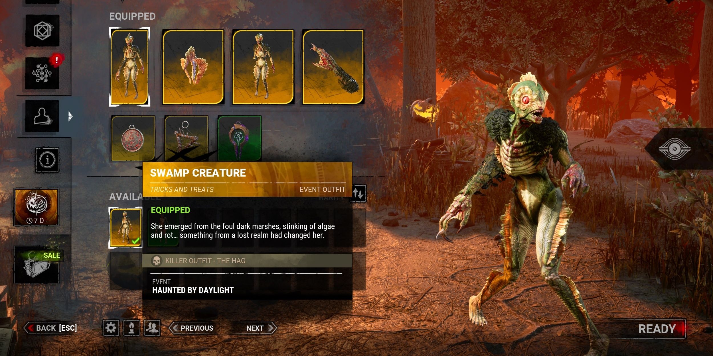 The Hag in the Swamp Creature cosmetic set and looking scary AF