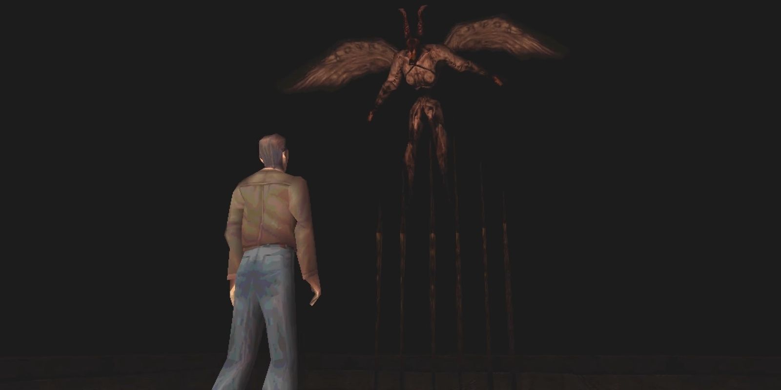 Harry Mason facing off with Incubus in Silent Hill 1.