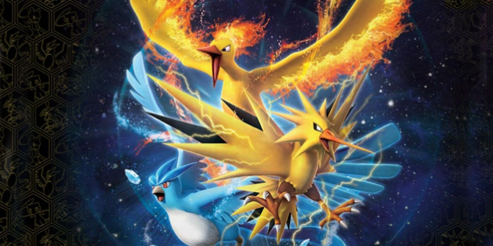 Pokemon TCG: Hidden Fates Expansion box art, Zapdos, Articuno, Moltres