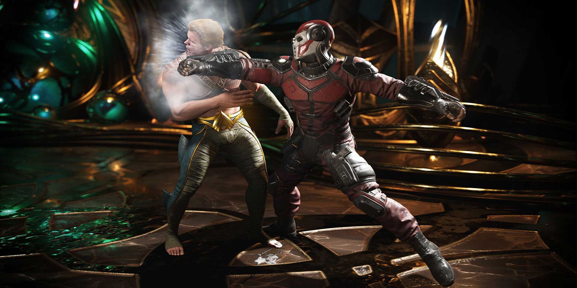 Two characters fighting in Injustice 2.